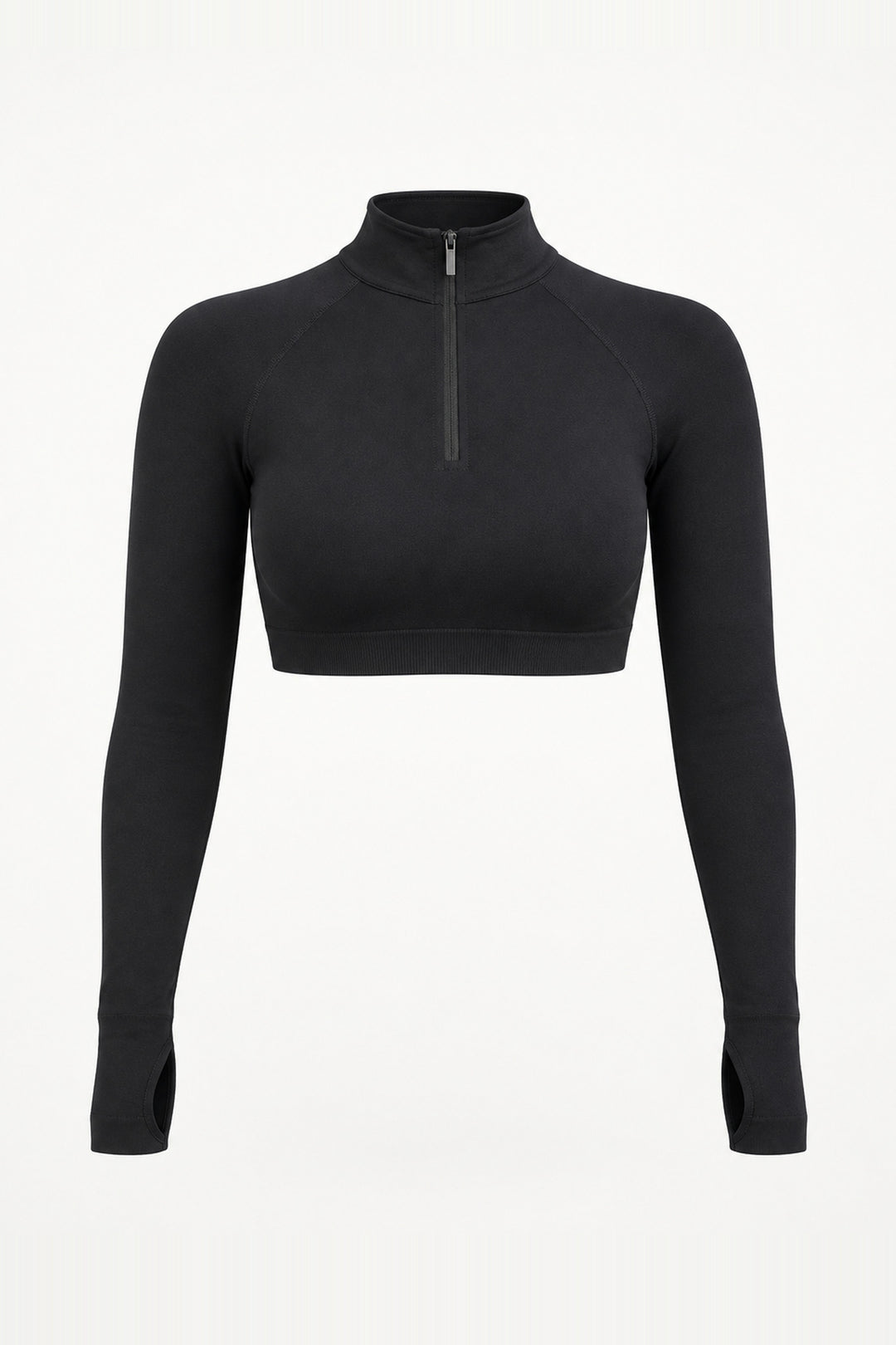 Form Cropped Half Zip Jacket, Black ghost mannequin
