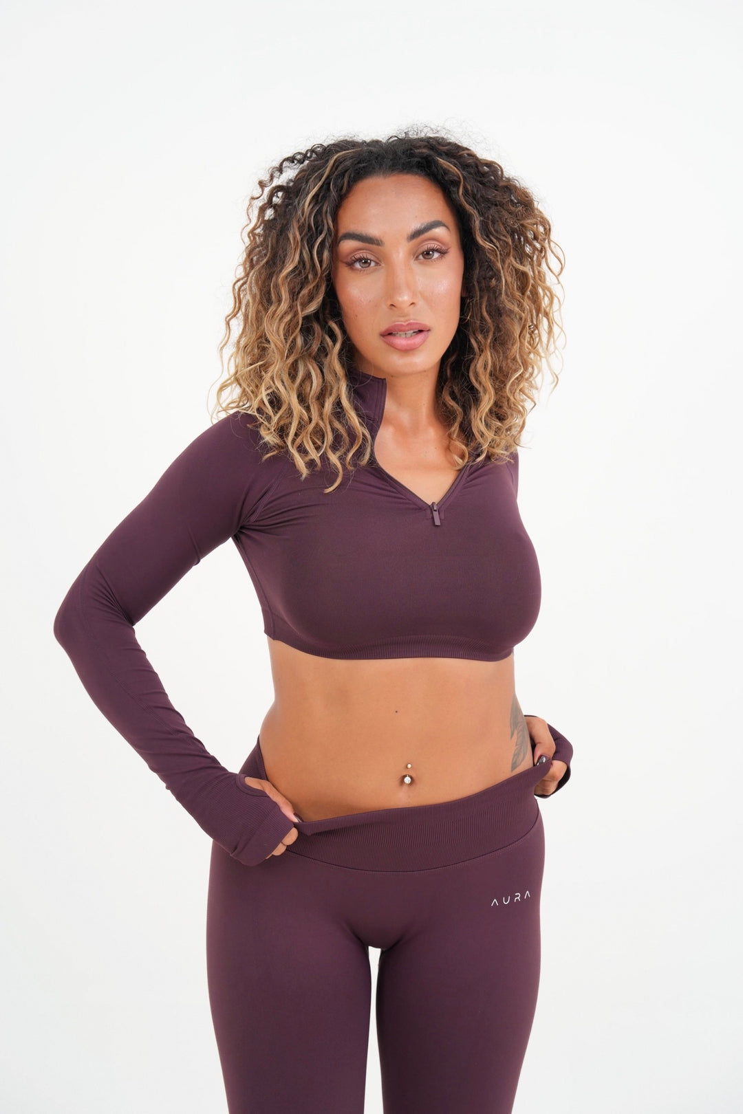 Form Cropped Half Zip Jacket, Merlot