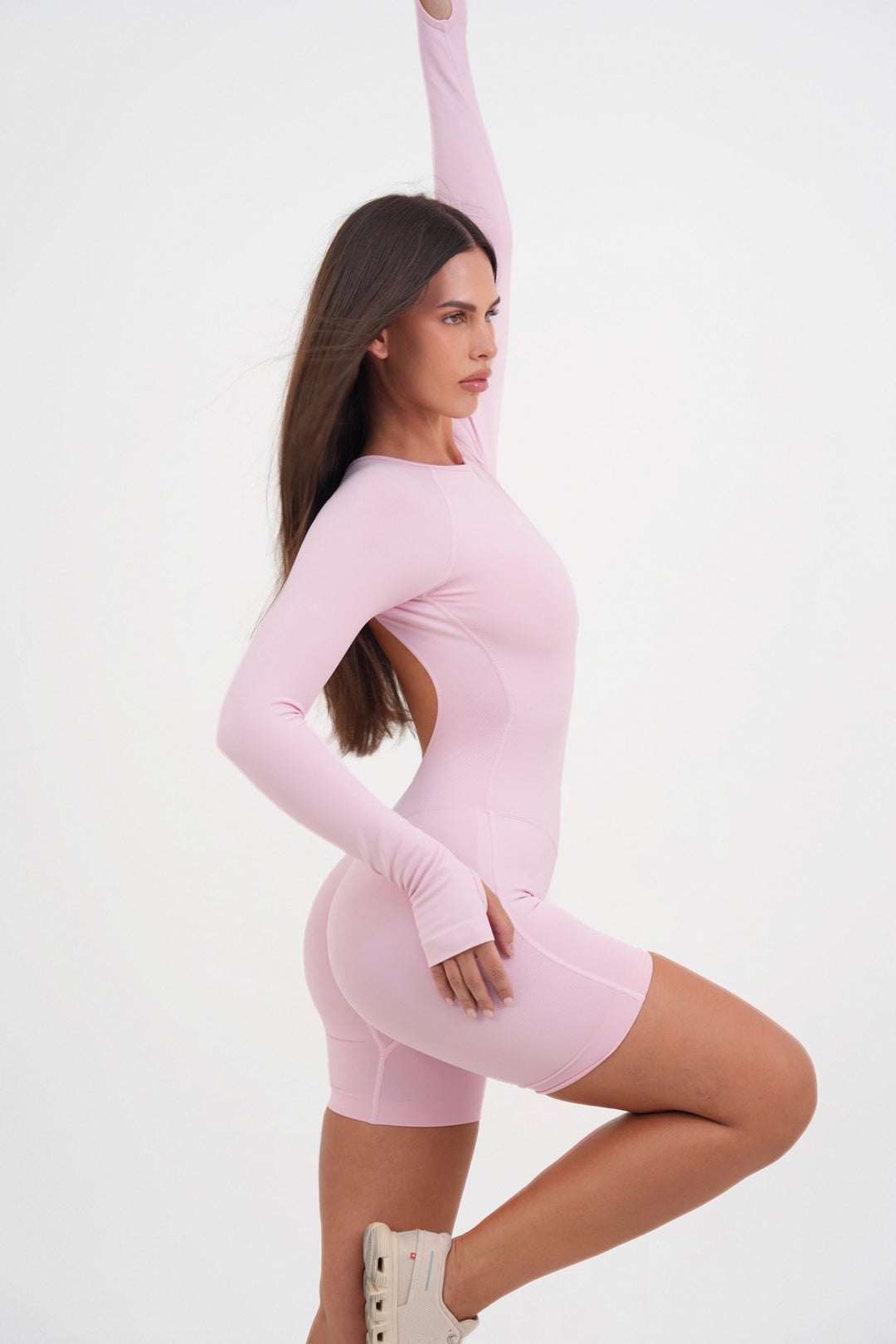 Form Long Sleeve Jumpsuit, Pink Blush
