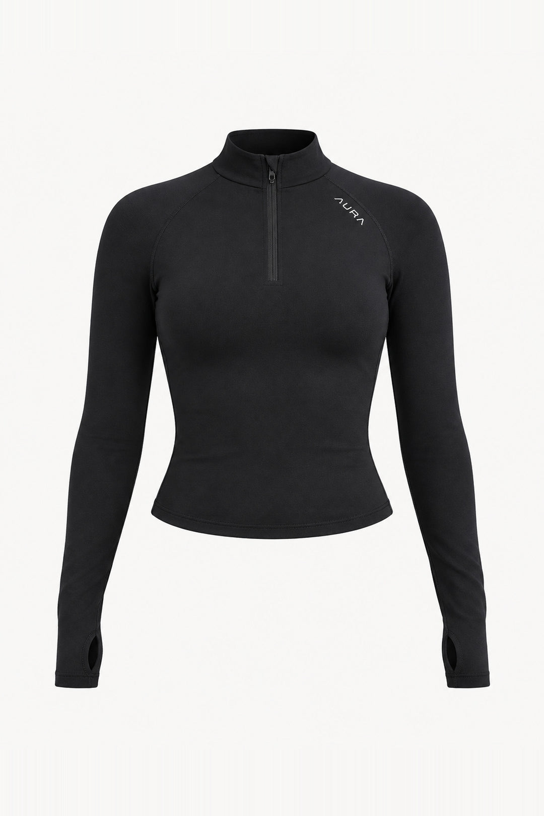 Form Fitted Half Zip Jacket, Black ghost mannequin