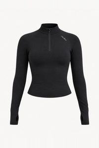 Form Fitted Half Zip Jacket, Black ghost mannequin