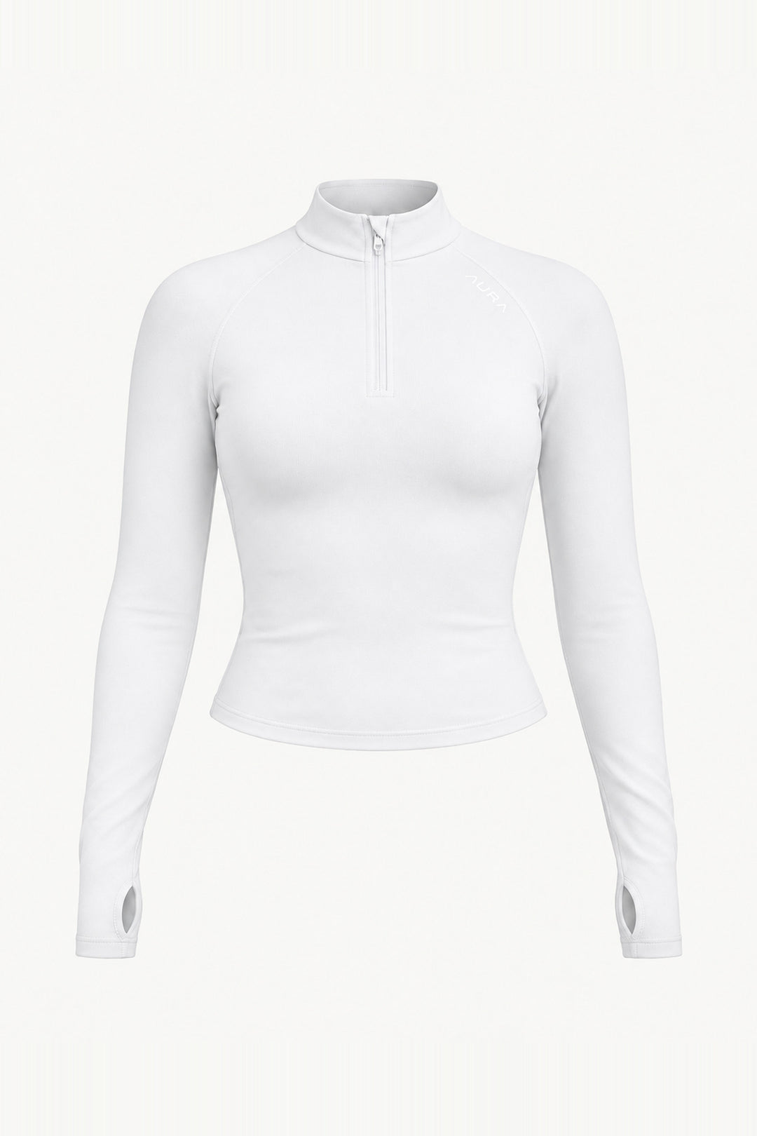 Form Fitted Half Zip Jacket, White ghost mannequin