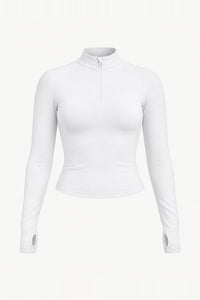Form Fitted Half Zip Jacket, White ghost mannequin