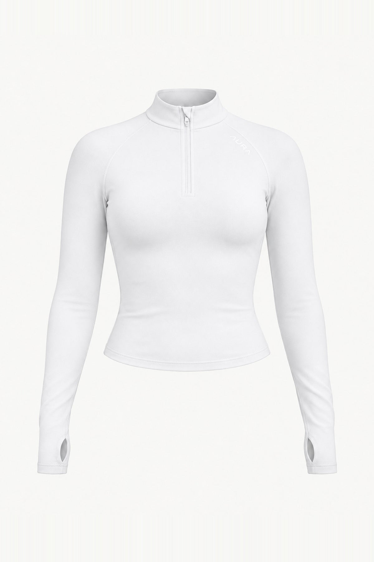 Form Fitted Half Zip Jacket, White ghost mannequin