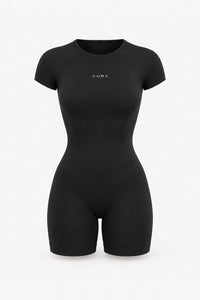 Form Short Sleeve Jumpsuit, Black ghost mannequin
