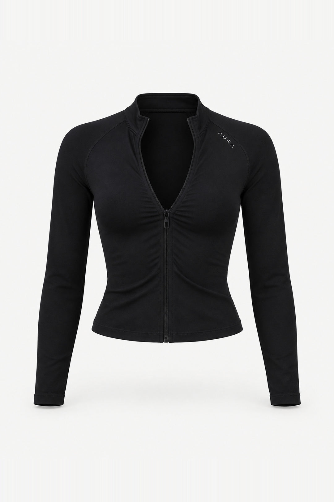 Form Fitted Zip Jacket, Black ghost mannequin