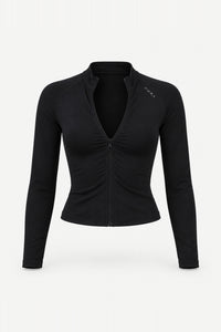 Form Fitted Zip Jacket, Black ghost mannequin
