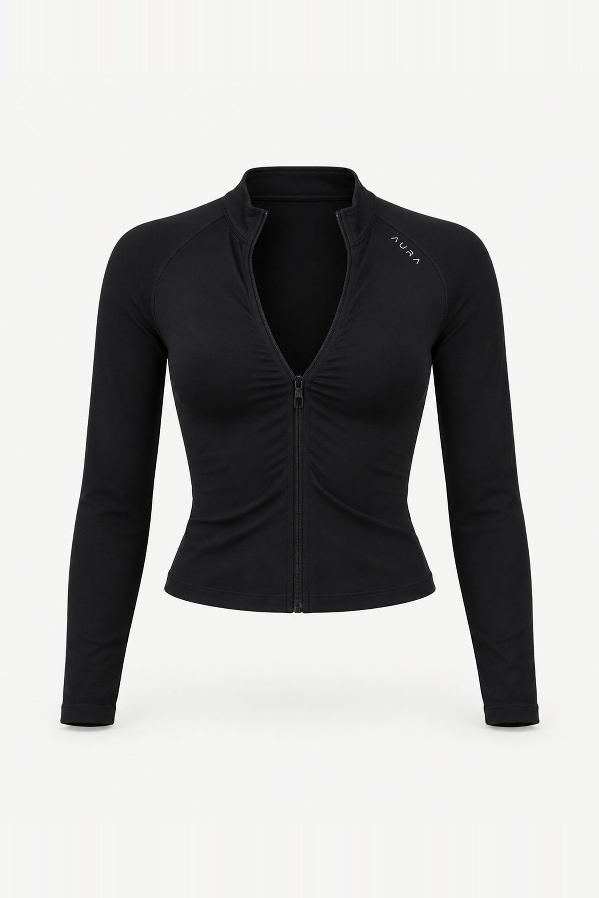 Form Fitted Zip Jacket, Black ghost mannequin