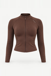 Form Fitted Zip Jacket, Cocoa ghost mannequin