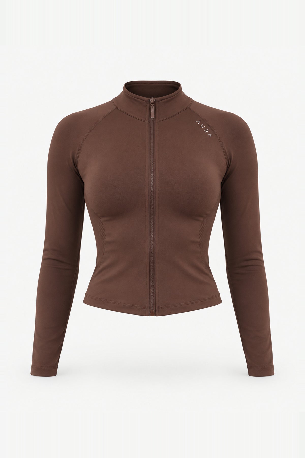 Form Fitted Zip Jacket, Cocoa ghost mannequin