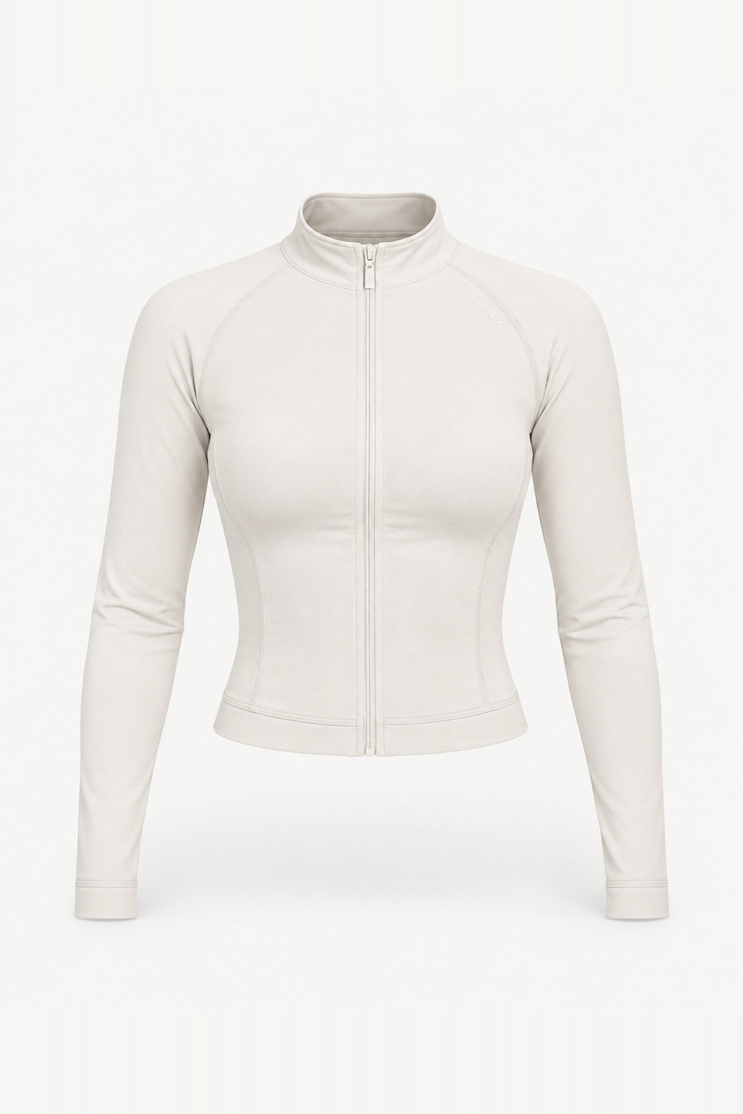 Form Fitted Zip Jacket, Ivory ghost mannequin