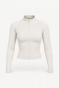 Form Fitted Zip Jacket, Ivory ghost mannequin