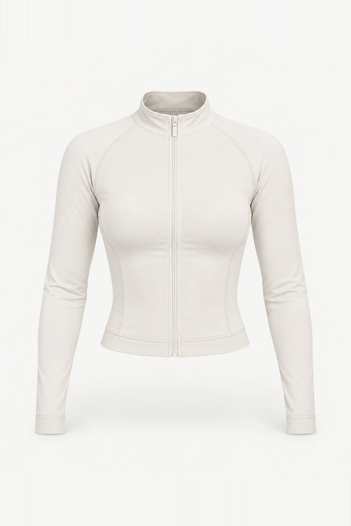 Form Fitted Zip Jacket, Ivory ghost mannequin