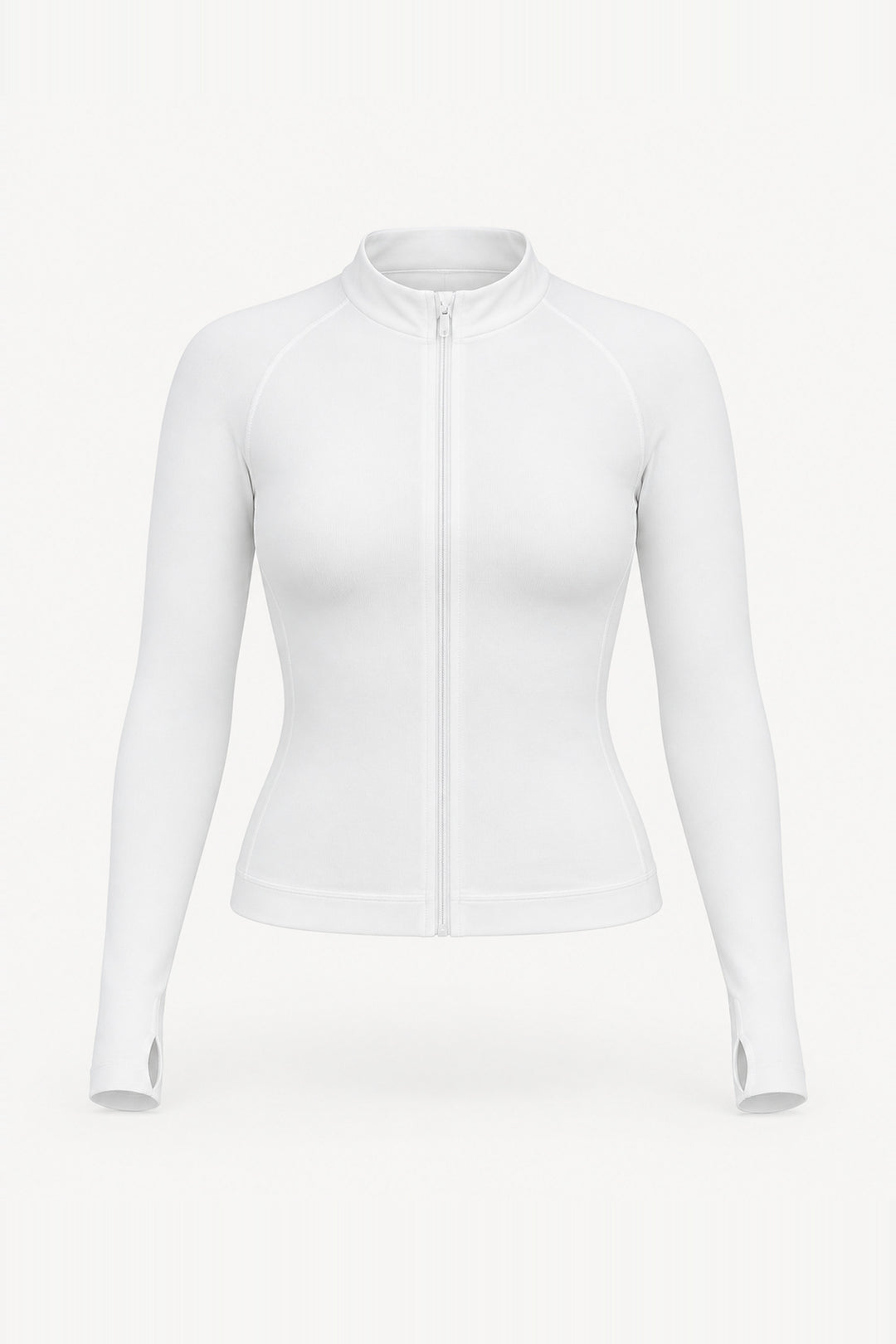 Form Fitted Zip Jacket, White ghost mannequin
