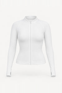 Form Fitted Zip Jacket, White ghost mannequin