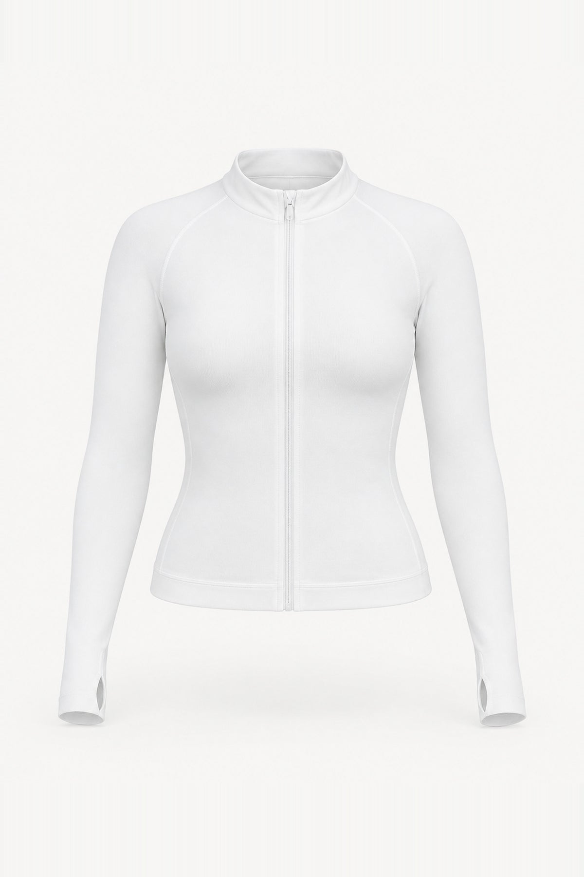 Form Fitted Zip Jacket, White ghost mannequin