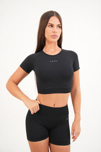 Form Cropped Tee, Black