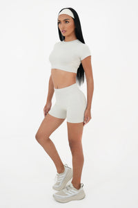 Form Cropped Tee, Ivory