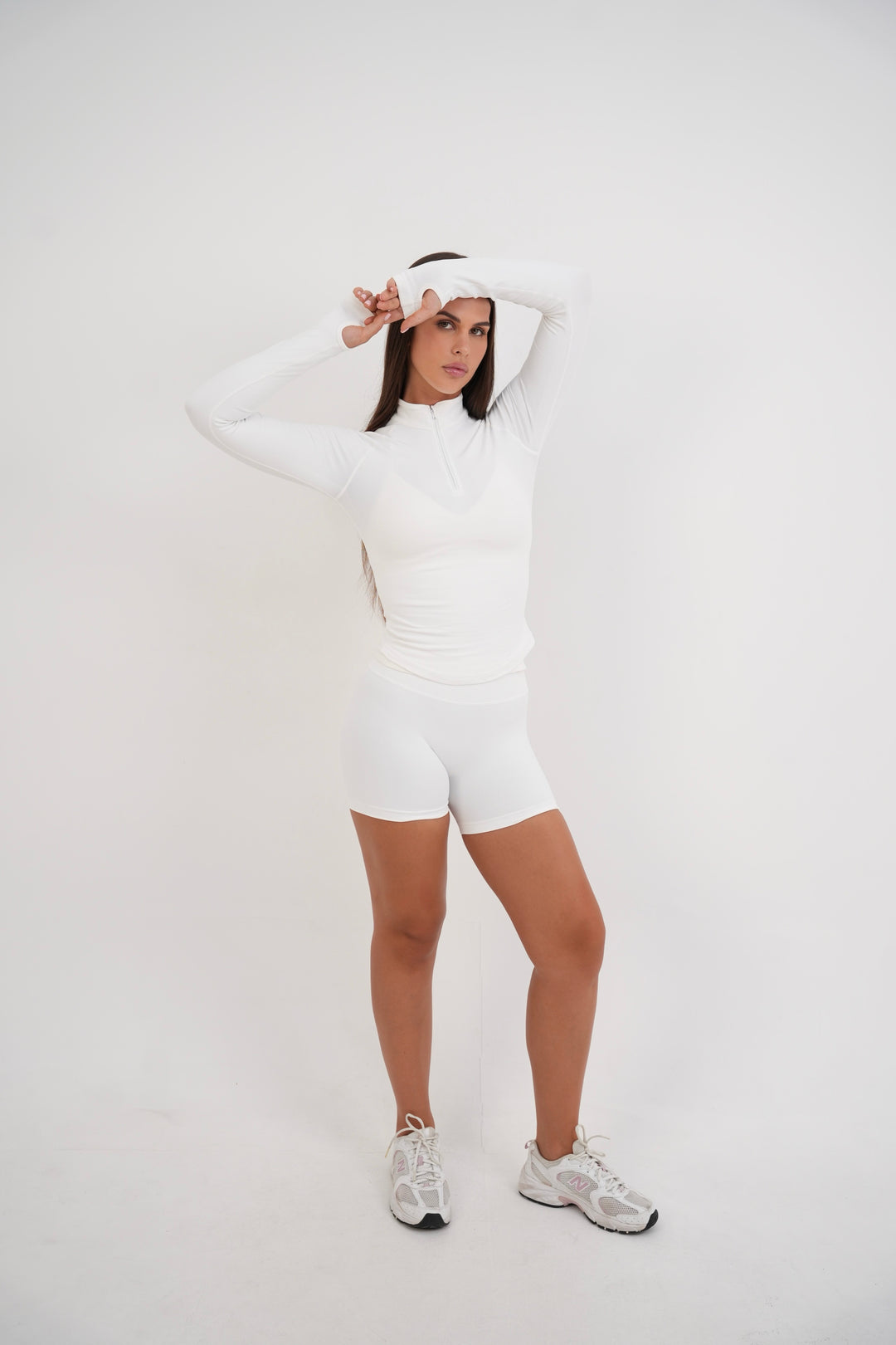 Form Fitted Half Zip Jacket, White