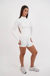 Form Fitted Half Zip Jacket, White
