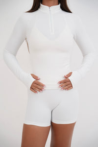 Form Fitted Half Zip Jacket, White