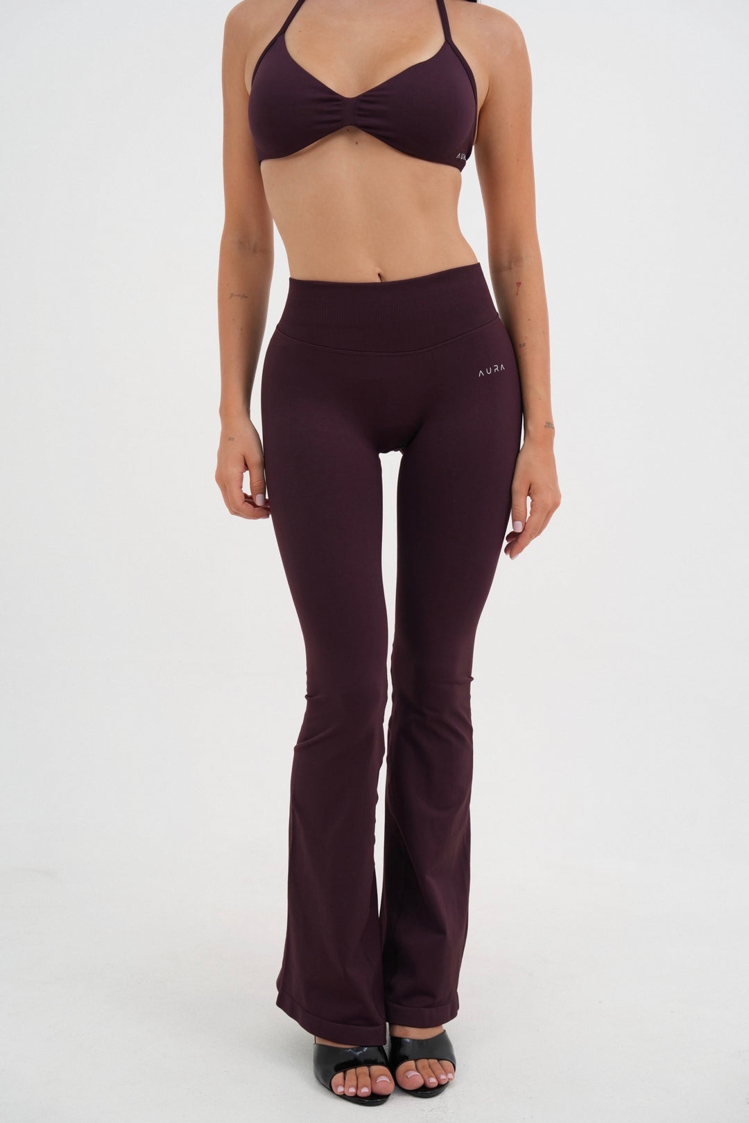 Form V Waist Scrunch Flare Pants, Merlot