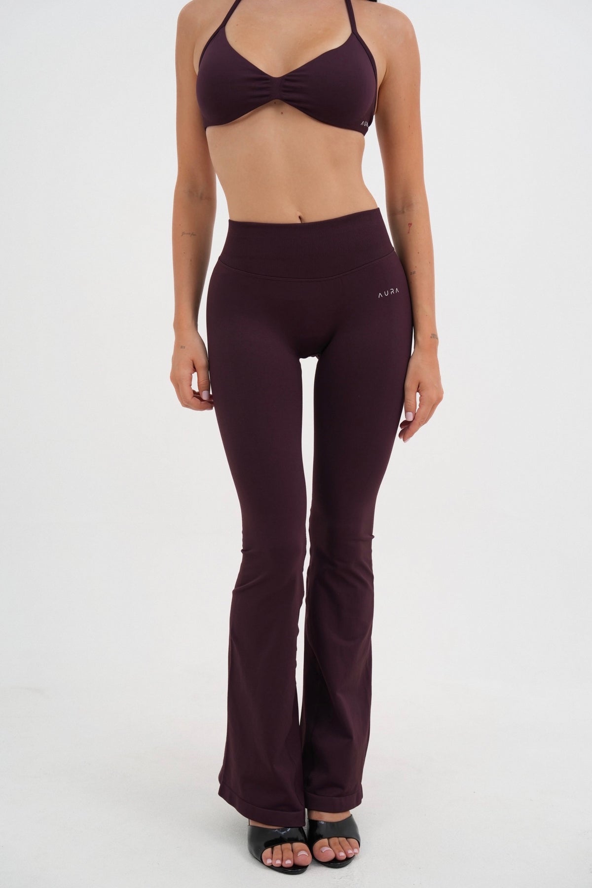 Form V Waist Scrunch Flare Pants, Merlot