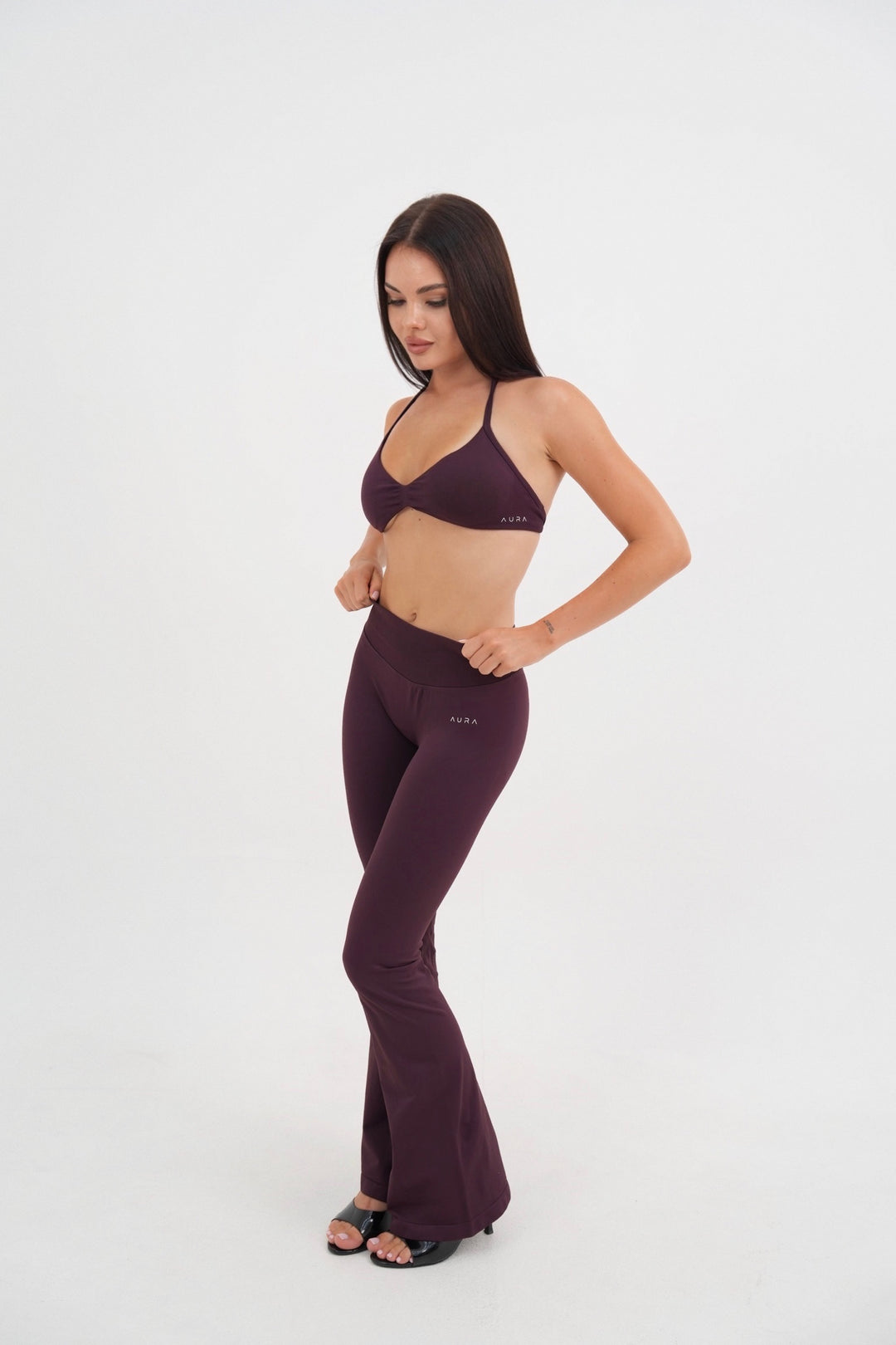 Form V Waist Scrunch Flare Pants, Merlot