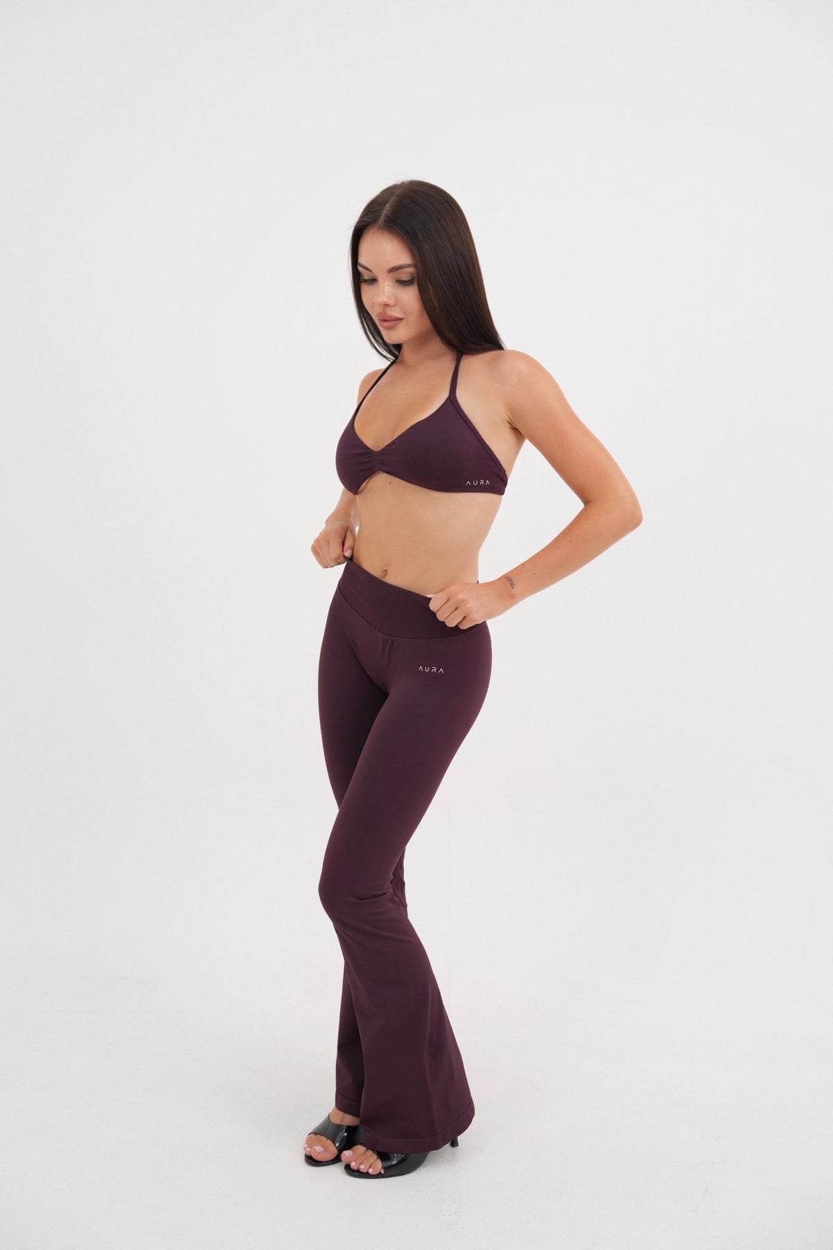 Form V Waist Scrunch Flare Pants, Merlot