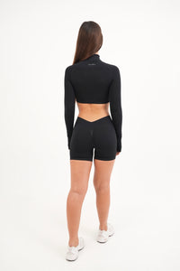 Form Cropped Half Zip Jacket, Black