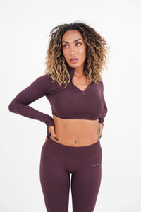 Form Cropped Half Zip Jacket, Merlot