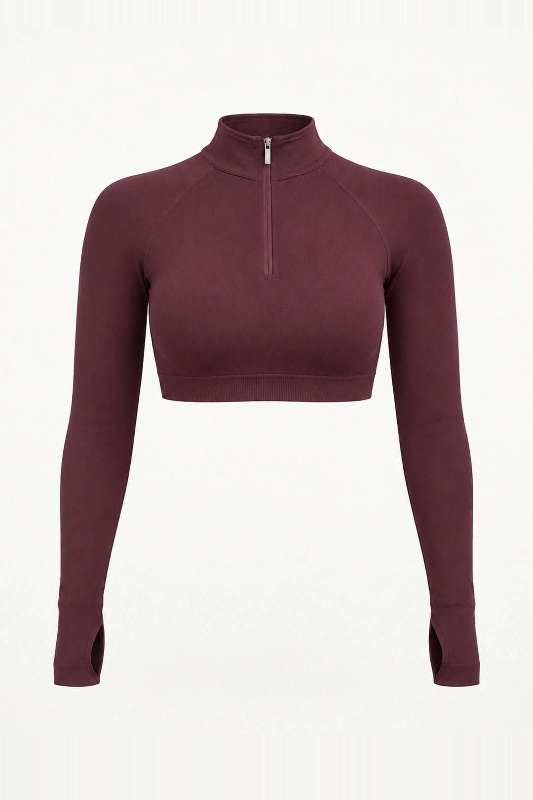 Form Cropped Half Zip Jacket, Merlot ghost mannequin
