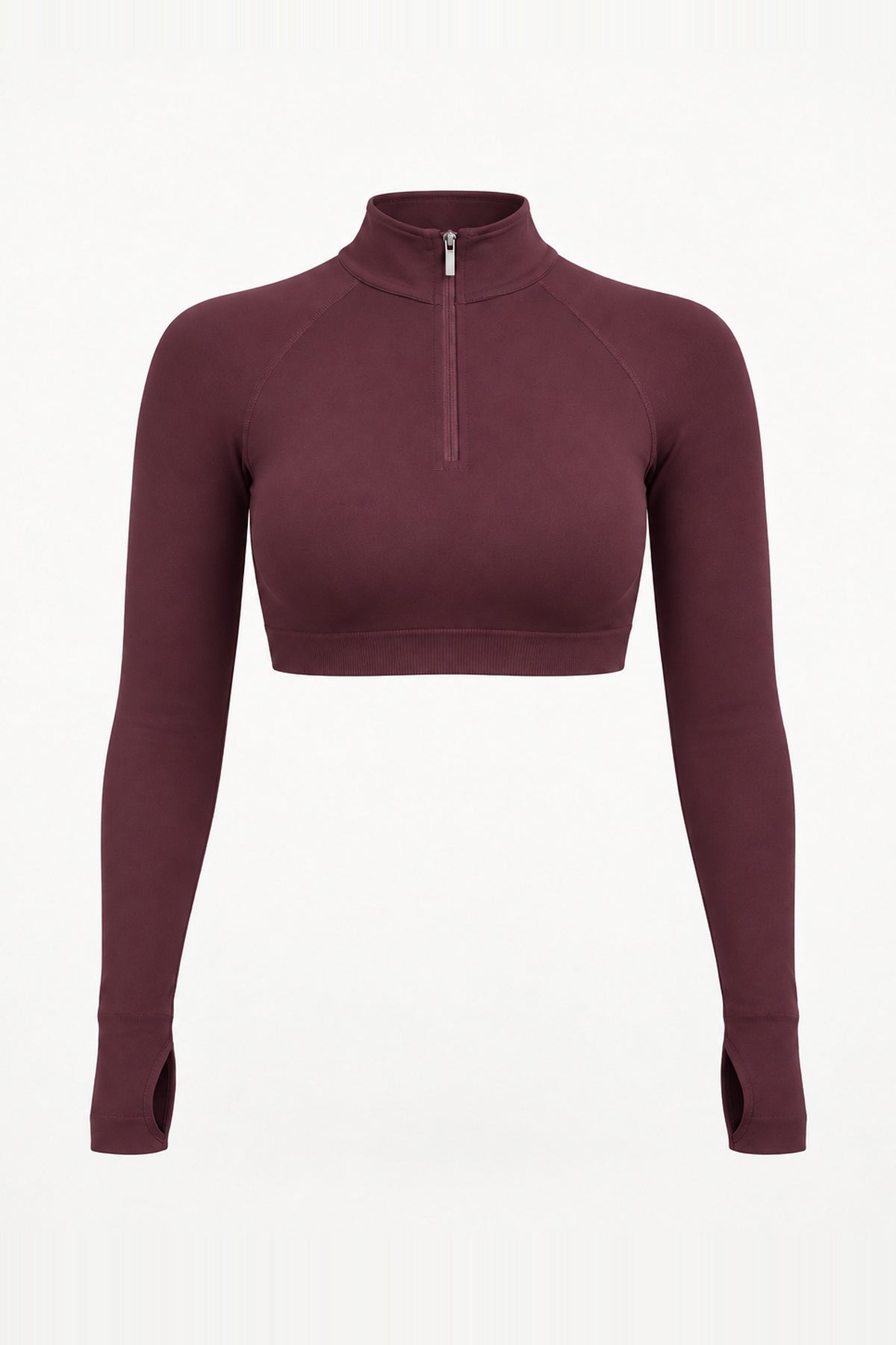 Form Cropped Half Zip Jacket, Merlot ghost mannequin