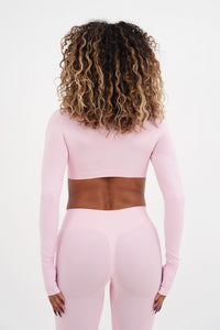Form Cropped Half Zip Jacket, Pink Blush