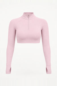 Form Cropped Half Zip Jacket, Pink Blush ghost mannequin