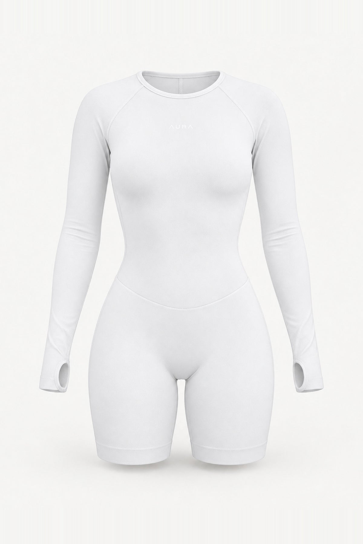 Form Long Sleeve Jumpsuit, White ghost mannequin