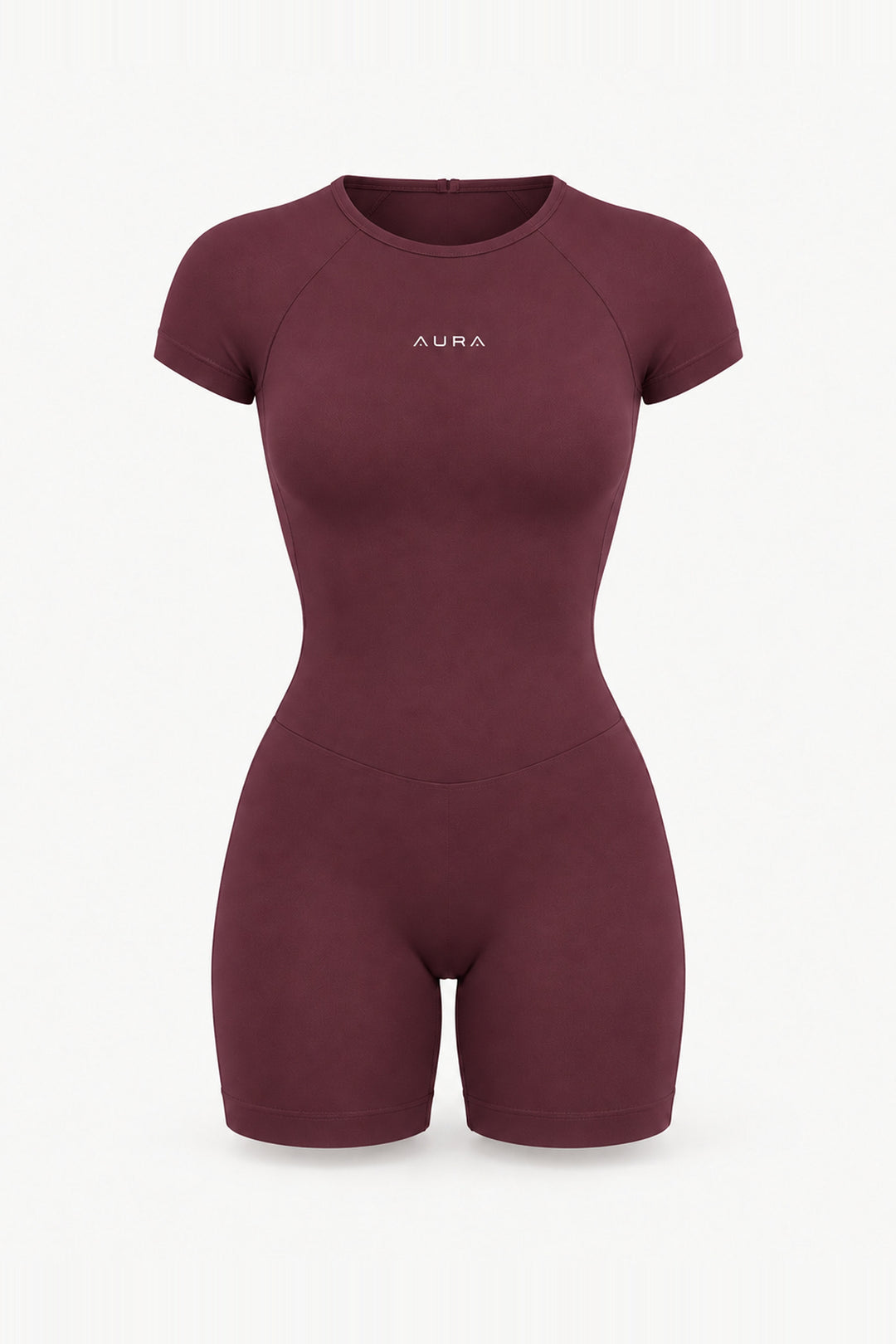 Form Short Sleeve Jumpsuit, Merlot ghost mannequin