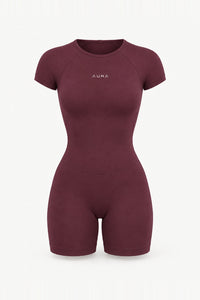 Form Short Sleeve Jumpsuit, Merlot ghost mannequin