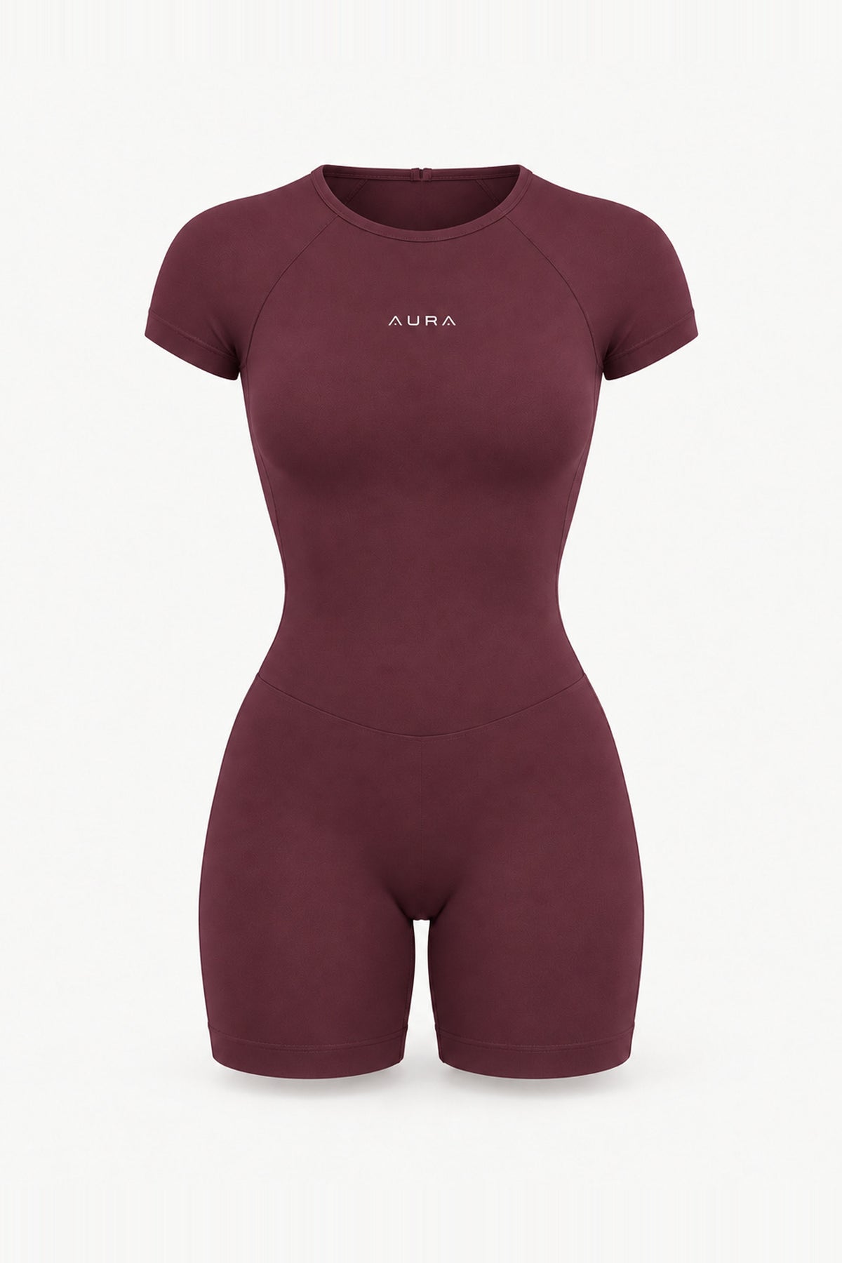 Form Short Sleeve Jumpsuit, Merlot ghost mannequin